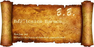 Bölcsics Baracs névjegykártya